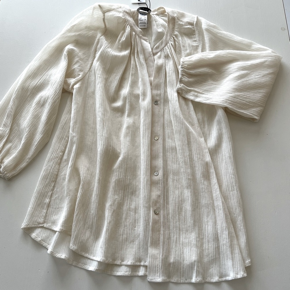 JETS (new) SILK & COTTON gathered lightweight blouse